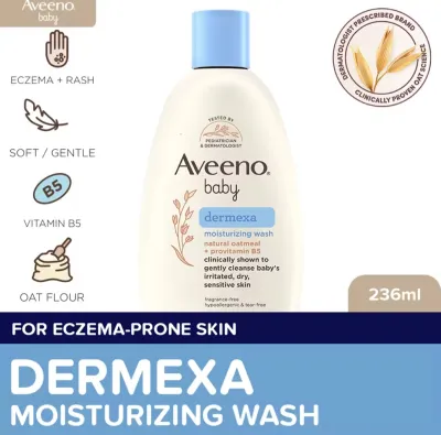 Aveeno Baby Dermexa Moisturizing Wash 236ml - Soft Gentle Vitamin B5 Oat Flour For Eczema-Prone Skin