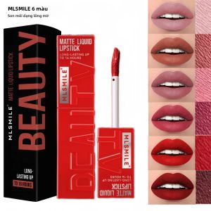 Son Bóng Lì Dạng Sương Mịn Màng MLSMILE 6 Màu - Son Môi Lì Không Thấm Nước Lâu Trôi Không Dính Ly 6ml