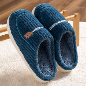 Warm Cotton Slippers for Women Indoor Home Use Autumn Winter Mens Home Use Rubber TPR Bottom Half Wrap Heel Style