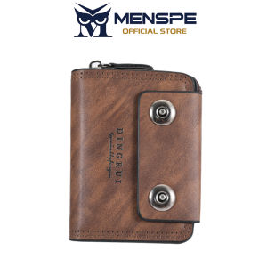 MENSPE Mens Fashion Short Wallet Retro PU Magnetic Double Tower Buckle Coin Purse Business Multi-Card Position Large Capacity Zipper Wallets Travel Purses Accordion Bag ID Credit Cards Holders