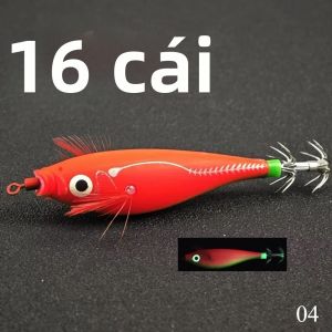 Bộ 16 Mồi Câu Mực Phát Sáng Ngang Phát Quang Trong Bóng Tối Mồi Tôm Nước Mặn Dùng Cho Câu Cá Biển Sông Và Suối