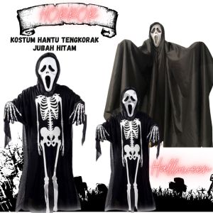Kostum Jubah Hitam Tengkorak Jedi Vader Anak Dewasa Kostum Hantu Halloween