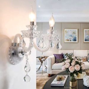 Luxury crystal wall lamp European style home living room bedroom bedside lamp hotel wedding event creative decorative lighting