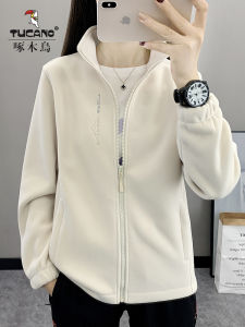 TUCANO Womens Outdoor Fleece Jacket Thickened Shake Fleece Windproof Warm Travel Camping Hiking Clothing Zipper Closure