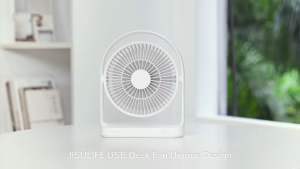 JISULIFE Upgraded Desktop Fan Rechargeable 4000mAh Battery Quite Silent Desk Table Fans with 4 Gears Wind Speed 270° Rotatable Portable Powerful Soft Wind Perfect for Office