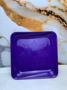 PIRING SAJI PLASTIK KOTAK 23 CM MOTIF BUNGA FREE 1PC CENTONG NASI