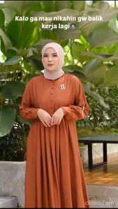 Tulus Signature Mahija Dress Jumbo LD 110 - Gamis Maxi Polos Linen Crinkle