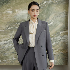Badina Grey Suit Jacket Womens High-End Professional Formal Spring Summer New Top Polyester Fiber 80.1% Long Sleeve