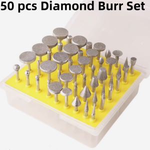 50 pcs Diamond Grinding Heads Coated Drill Bit Set abrasive Burrs 2.35mm for polishing Jewelry Glass Gemstone jade marble rock