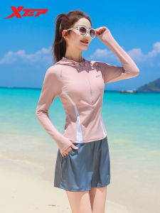 XTEP | New Long Sleeve Conservative Swimwear for Curvy Figures Belly Concealing Hooded