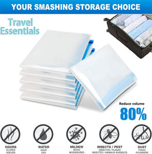 24 Pack Travel Vacuum Storage Bags Hand Roll UP Compression Bags For Clothes amping Essentials Luggage Packing Organizer