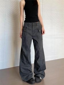 American Retro Mens Work Pants Multiple Pockets Loose Straight Leg Spring Autumn New Style Casual Long Trousers