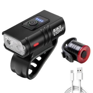 [BONDRE9] LED Bike Handlebar Flashlight Aluminum Alloy with Tail Light Powerful Bike Front Light USB Charging Power Display Riding Safety Accessories