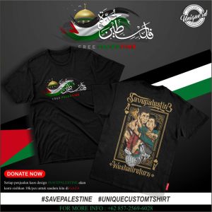 Kaos Save Palestine by Unique Sablon