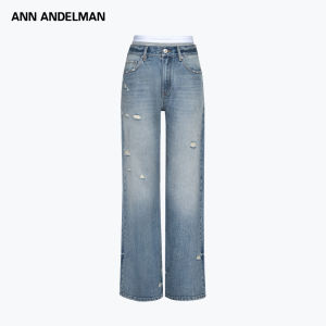 ANN ANDELMAN | Celebrities Choice False Two-piece Slightly Ripped Women Jeans