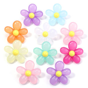 10pcs/lot Cartoon Flower Acrylic Beads 39X40mm Sun Flower Beads For DIY Jewelry Making Bracelet Necklace Keychain Headwear