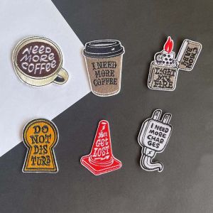 6 Chiếc Cà Phê Giao Thông Nón Bật Lửa Vải Dán Sắt Trên Miếng Dán Thermocollant Thêu Táo Cho Quần Áo Quần Jean