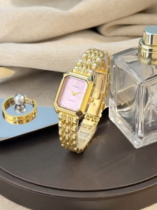 【 In Stock 】Womens Silver Steel Watch Luxury Square Dial Watch Elegant Quartz Watch Jam Tangan Wanita手表