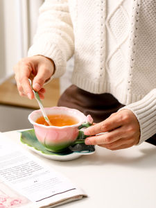 Enamel Color Accessible Luxury Ceramic Coffee Cup High-End Exquisite Female Good-looking Elegance For Home Rose Afternoon Tea Cup