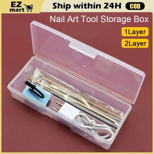 【Fast Shipping】 Nail Art Rectangle Plastic Transparent Storage Box Nail Rhinestone Brush Case for Nail Brush File Manicure Tools Nai Art Box