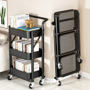 Simple Metal Bookshelf next to Desk Small Cart Storage Rack for Home Childrens Picture Books Organization Reading Cabinet