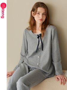 FENTENG | Antibacterial Cotton Womens Sleepwear Set Long Sleeve Pants