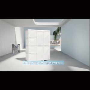 ANTBOX Almari Baju Putih 衣橱 Wardrobe White 6-15 Cubes 1-3 Hangers Installation-Free Stackable Integrated Frame Family Storage Clothes Storage Strong Stability Large Capacity Magnetic Door