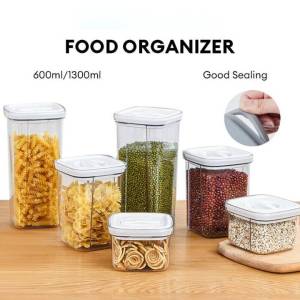 600/1300 ML Kitchen Seal Storage Tank Square Food Preservation Storage Jars Plastic Transparent Cans