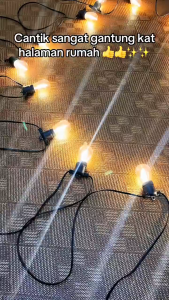 Powdeom 10M-30M Lampu Rantai Luar S14 LED Kalis Air Lampu Rantai Teras Lampu Taman Gantung Lampu Krismas Lampu Peri Lampu Perkahwinan