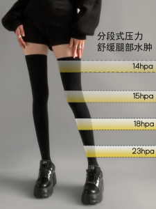 Night Teaching Room Compression Stockings over the Knee Black and Gray Color Matching Stockings Children Spring and Autumn College Style JK Long Hold-Ups