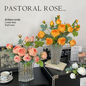 Rustic Long Branch Rose Artificial Flowers Table Decorations Simulation Flower Arrangement Silk Flower Bouquet Home Decoration