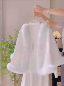 Thickened Fleece Womens Cloak Shoulder Wrap Warm Fashionable Autumn Winter Outerwear GZ Thirteenth Factory New Chinese Style