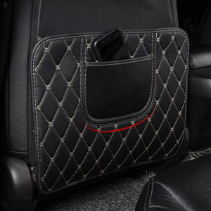 Car Seat Back Kick Pad Short Style Anti‑Scratch Anti‑Dirt Seat Back Protector With Storage Pocket For Vehicle Interior Protectio