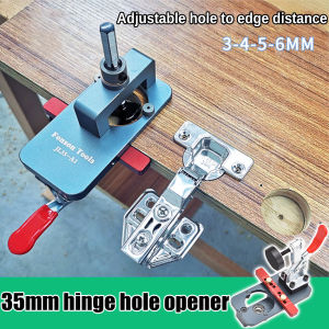 ชุดจิ๊กบานพับปกปิด35มม. 26มม. ชุดจิ๊กอลูมิเนียมการเจาะรูบานพับประตูตู้พร้อมสำหรับงานไม้ตัวกำหนดตำแหน่งเจาะดอกสว่านฟอร์สเนอร์