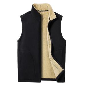 ROMON | Lormen Mens Fleece Vest Spring Autumn Winter Thickened Lamb Velvet Jacket Zipper Closure Fashion Urban Style Standard Fit