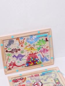 Montessori Magnetic Color Sorting Toys Maze Board Pen Moving Bead Games Wooden Control Sensory Play Educational Toys for Kids