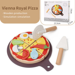 Childrens wooden simulation pizza toy baby play house kitchen boy and girl gift pizza cutting birthday gift holiday gift