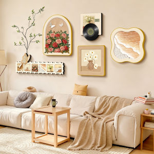 HAIMASHENGKANG | Cream Style Floral Living Room Decor Wall Art Set