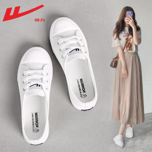 Womens Summer Slip-On Canvas Shoes Soft Bottom Low Cut Warrior Brand Sweet Style Breathable Footwear round Toe Rubber Sole