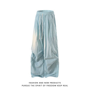 กางเกงลำลองชายสีเขียวฟลูออเรสเซนต์ ทรงตรง ทรงหลวม แห้งเร็ว ฤดูร้อน กางเกงขายาวทรงขากว้าง สำหรับผู้ชาย ยูนิฟอร์มทหารโดรน