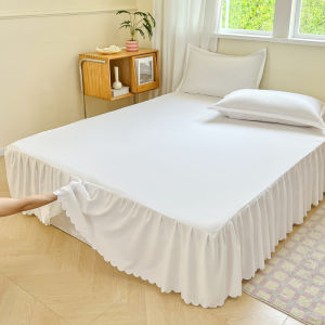 1Pc White Black Ruffles Bed Skirt Elastic Band Mattress Cover Bedspread Single/Queen/King Size Bed Sheet (No Pillowcases)