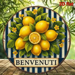 CIFbuy | 1pc Retro Italian Lemon Metal Tin Sign Vintage Kitchen Wall Art Cafe Home Bar Decor