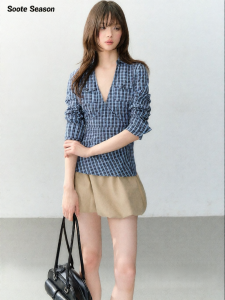 Soote Season | Korean Style V-neck Wrap Mid-sleeve Shirt
