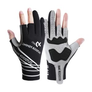 Summer Ice Silk Sunscreen Fishing Gloves for Men and Women Three Finger Outdoor Cycling Fitness Training Luya Sports Breathable