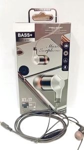 Headset in ear + Mic  XT-17 Stereo Earphone Handsfree  Extra Bass xt17