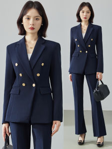Olive Green Suit Set Womens Career Interview Formal Outerwear Waist-Cinching Long Sleeve Three-Button Cuff Polyester Fiber