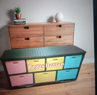 (Ready stok) Cod Lemari Laci 7 Rotan Sintetis Lemari Plastik Rak Buku Susun Meja Tv Minimalis rottan