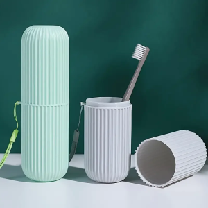 W18 Portable Travel Toothbrush Box With Mouthwash Cup Convenient Brushing Cup And Toothwash Tooth Cylinder For Bathroom Essentials