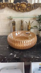 Chậu rửa mặt chậu lavabo Tròn Màu Cam GRL 8142E