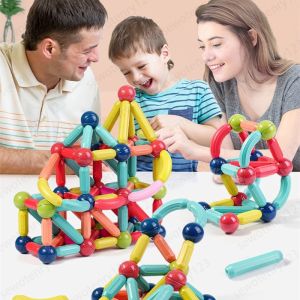 58 Pcs Magnetik Tongkat Stik Magnetic Stick Ball 3D Blok Bangunan Magnetik DIY Blok Permainan Magnet Set Mainan Magnet Bola Mainan Pengembangan Pendidikan Anak Puzzle Susun Blok Pendidikan Mainan Untuk Anak Laki-laki Perempuan Hadiah Magnetic Build